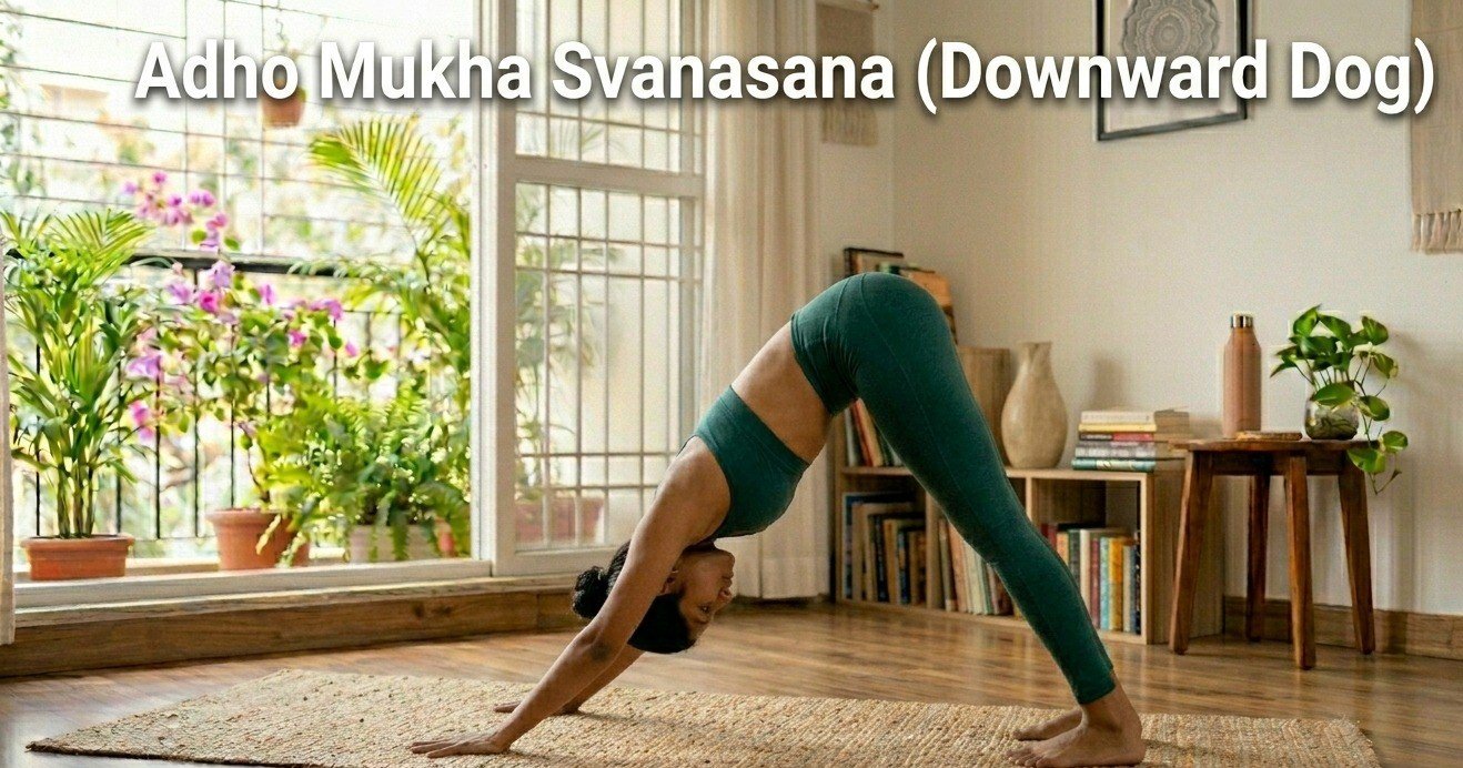 Woman performing Downward Dog Pose forming inverted V shape