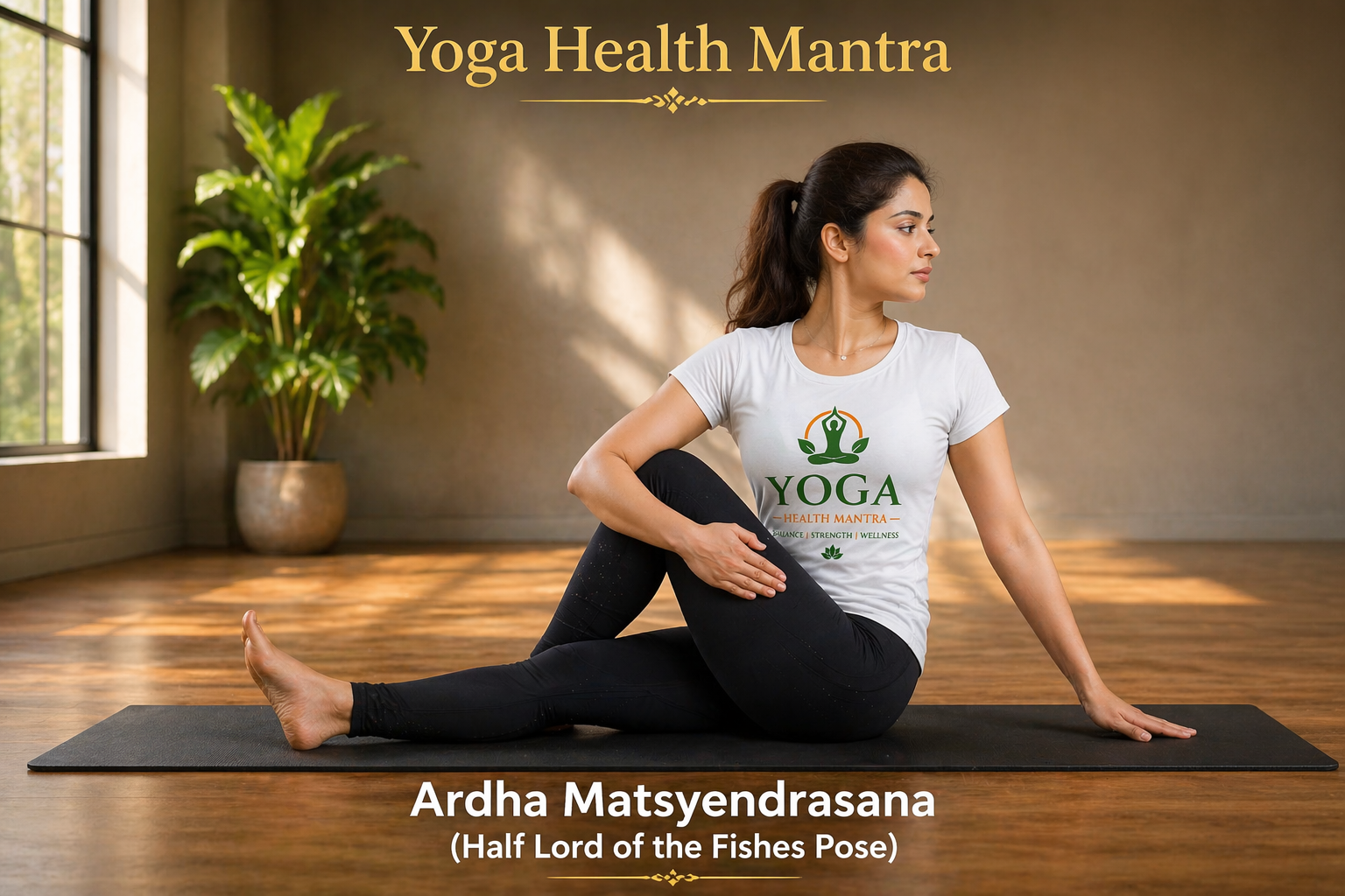 Ardha Matsyendrasana seated spinal twist yoga pose for digestion and liver health