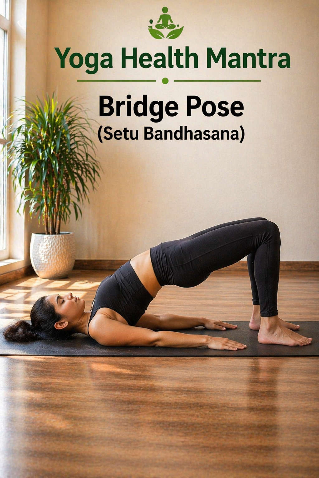 Woman doing bridge pose yoga for core and back strength