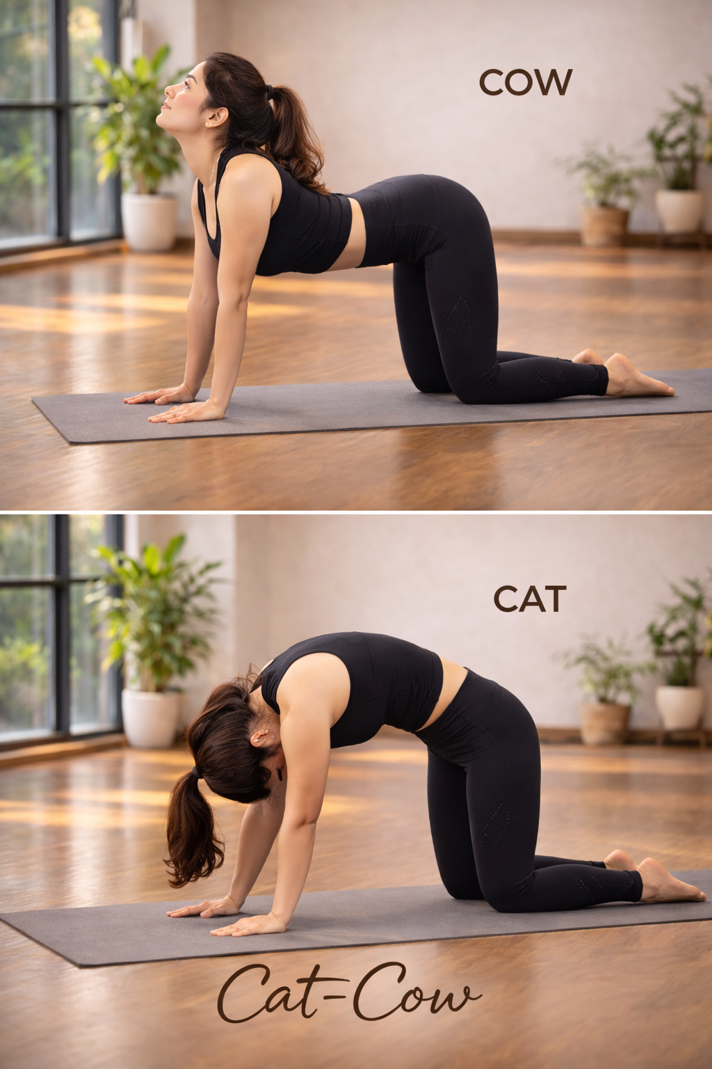 Cat Cow yoga pose for breathing and stress relief