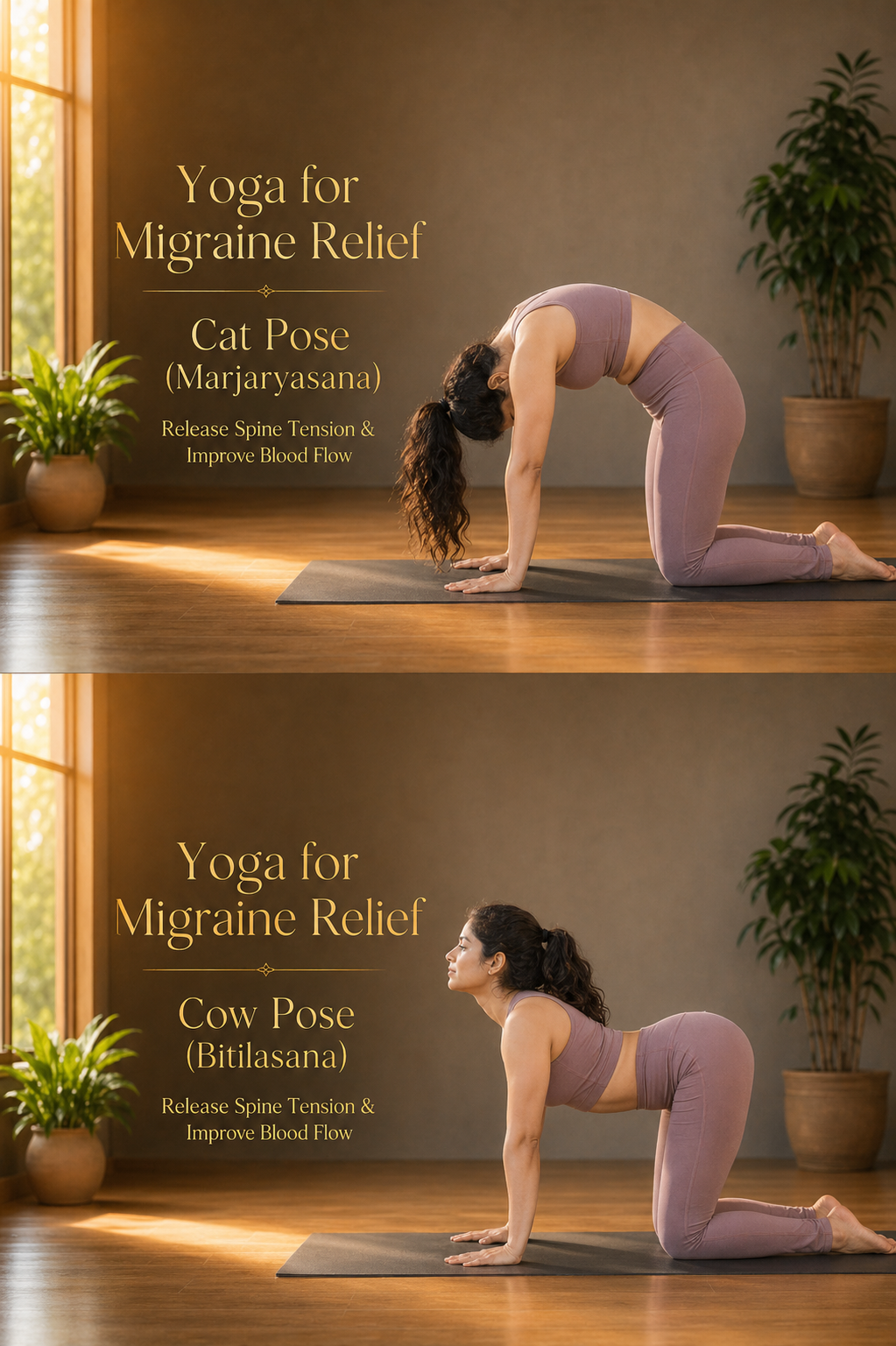 cat cow yoga for migraine relief reducing neck tension and improving spine flexibility