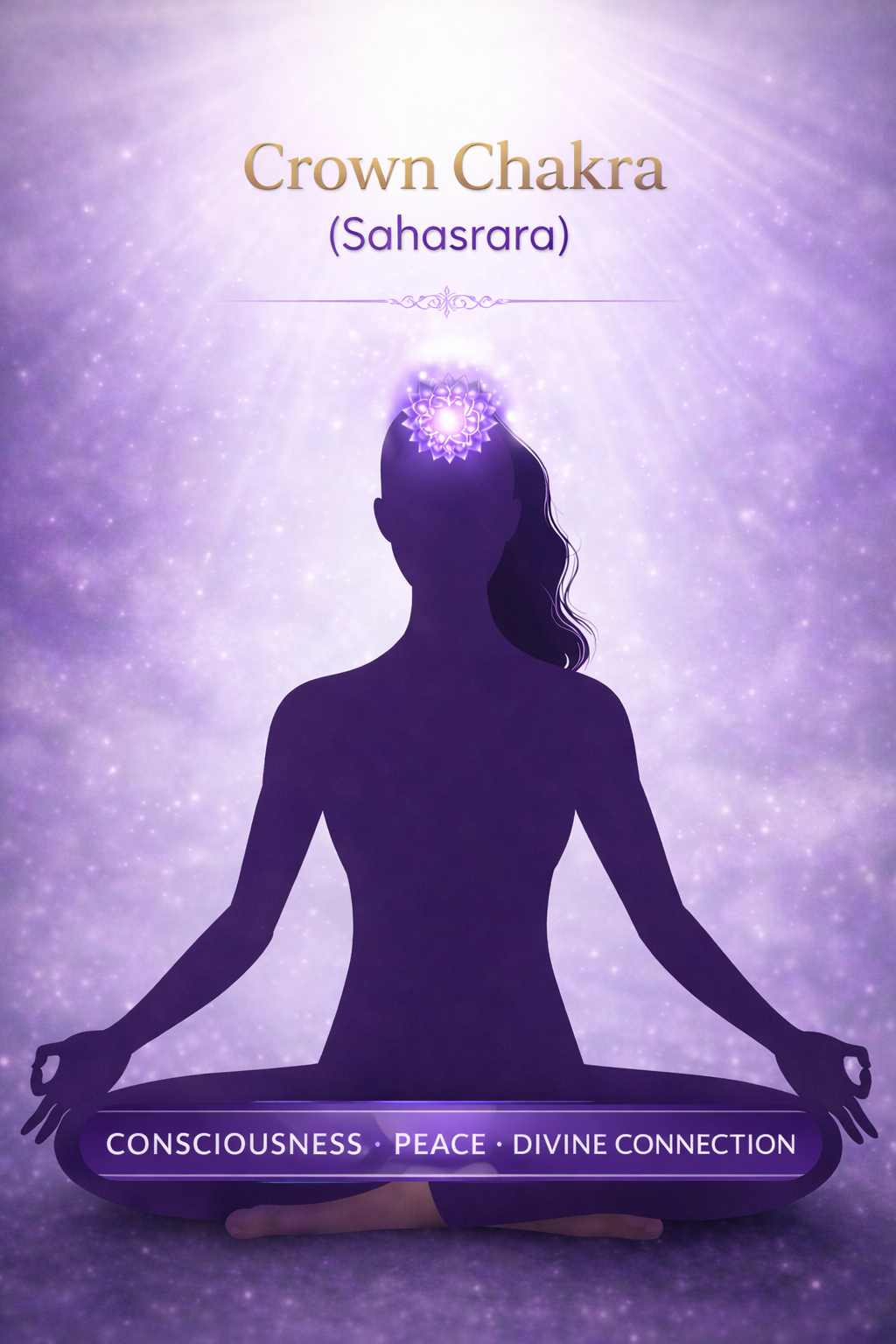 crown chakra sahasrara violet white energy top of head spiritual connection