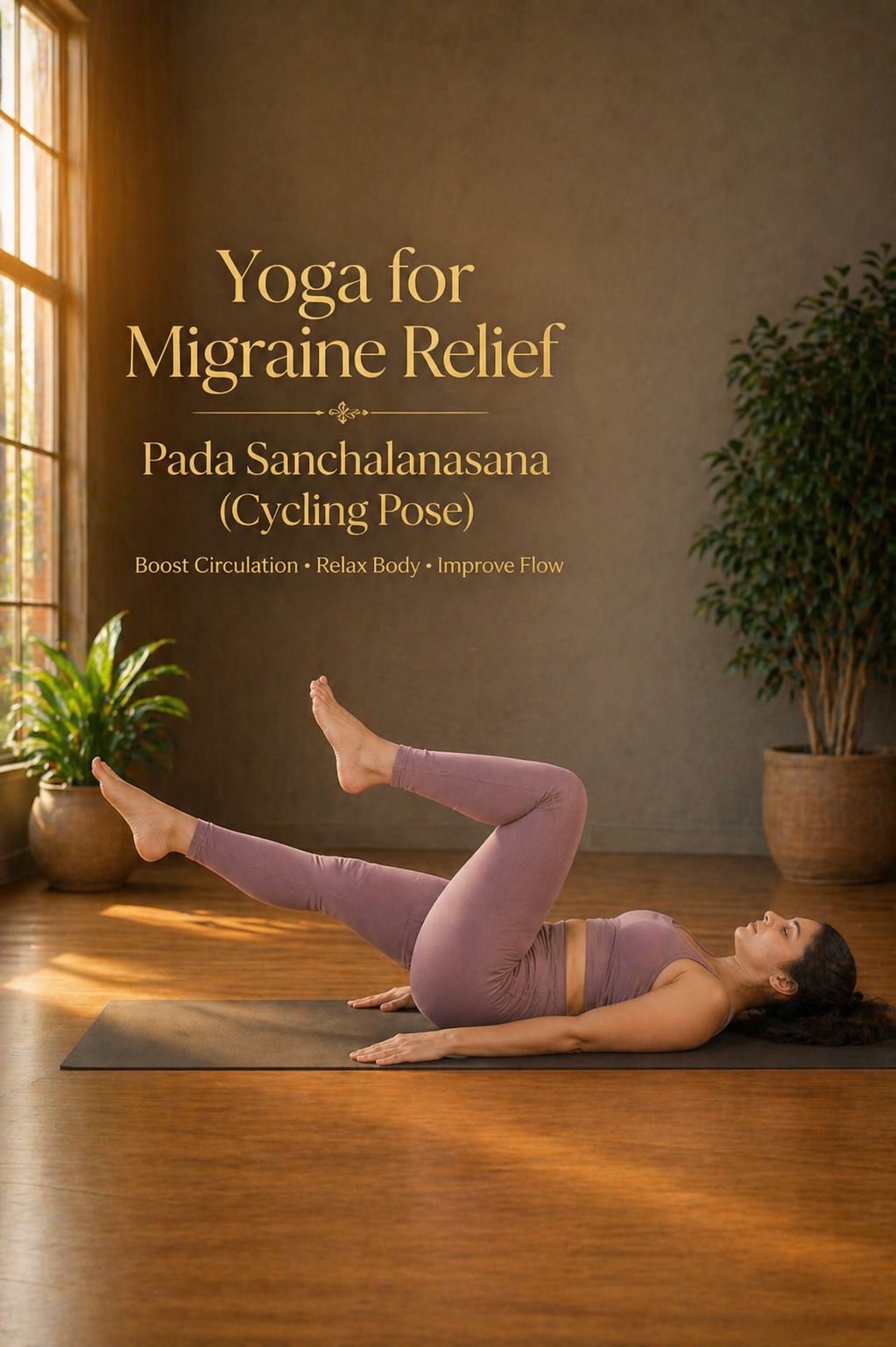 cycling pose yoga for migraine relief improving circulation and relaxing body