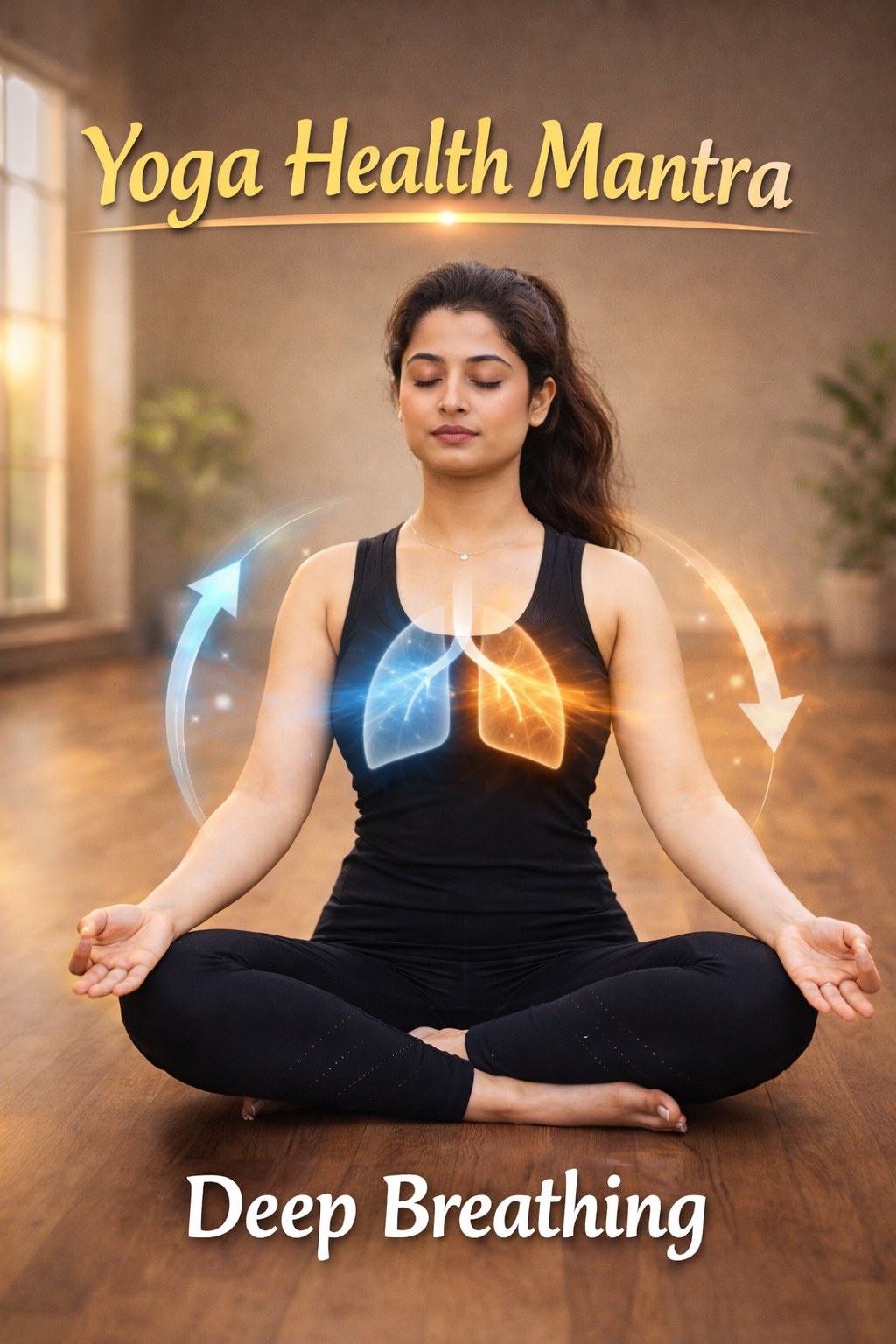 beginner doing deep breathing yoga exercise in cross leg position