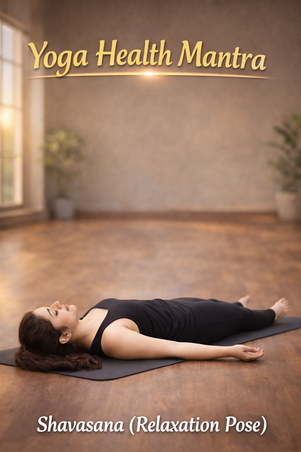 beginner lying in shavasana relaxation pose for stress relief