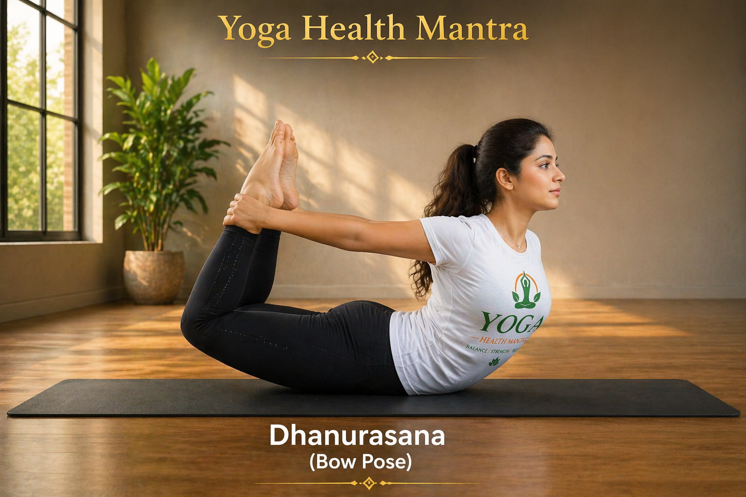 Dhanurasana bow pose yoga posture for improving digestion and metabolism