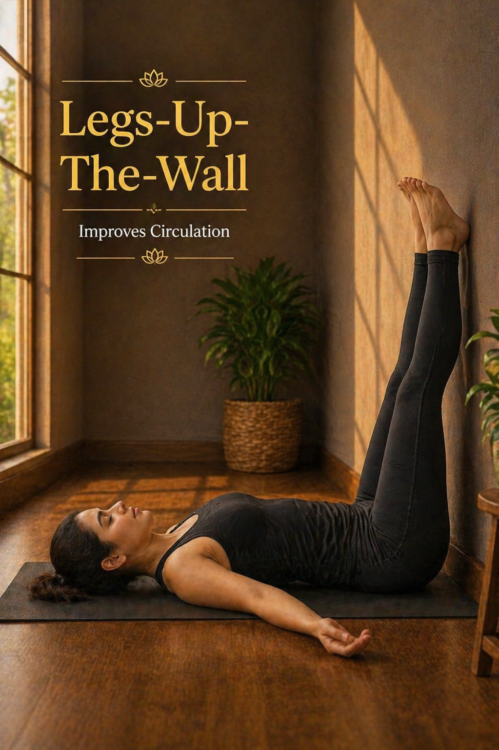 legs up the wall yoga pose improving blood circulation and relaxation