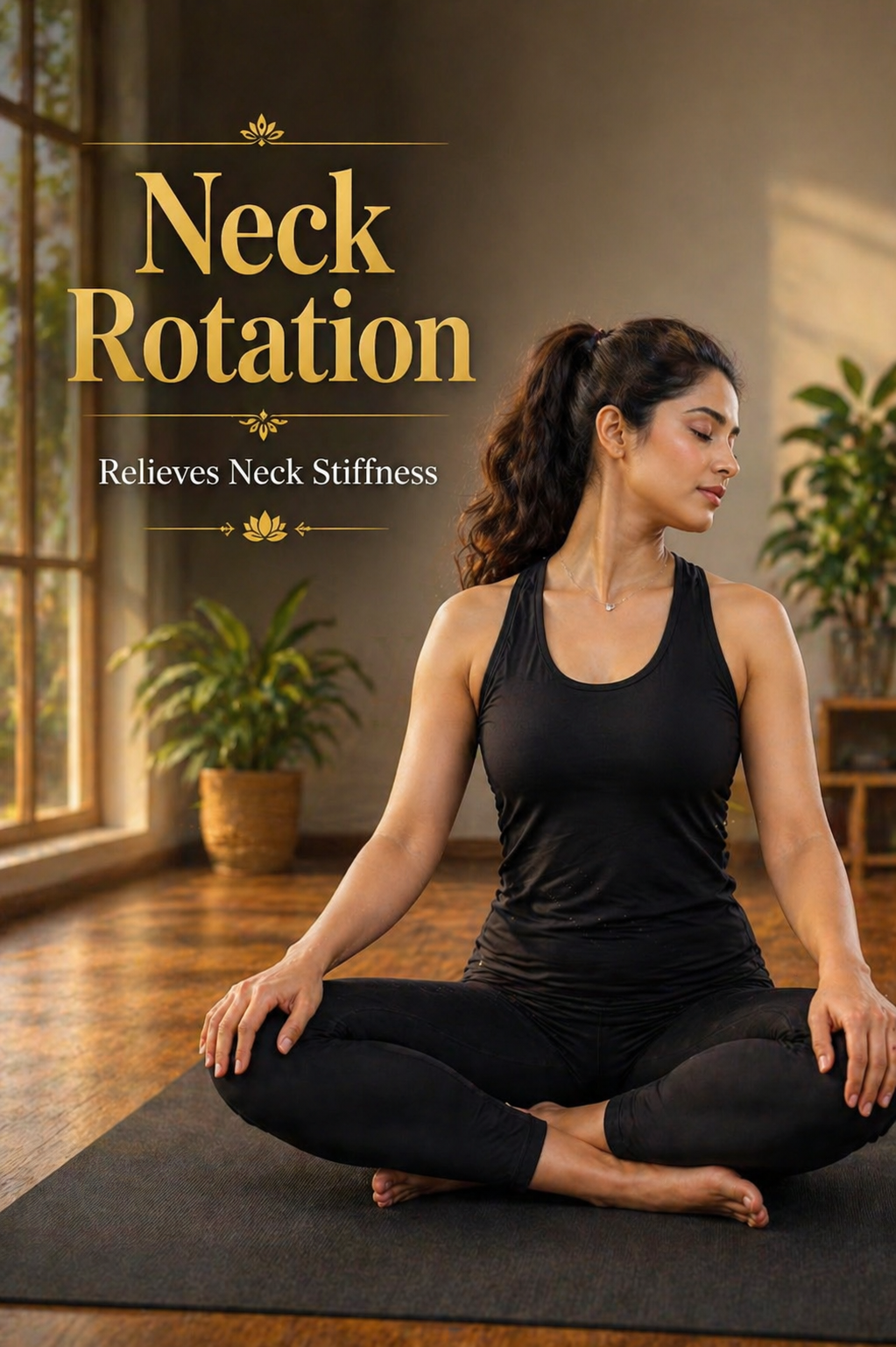 gentle neck rotation yoga pose for reducing stiffness and joint pain