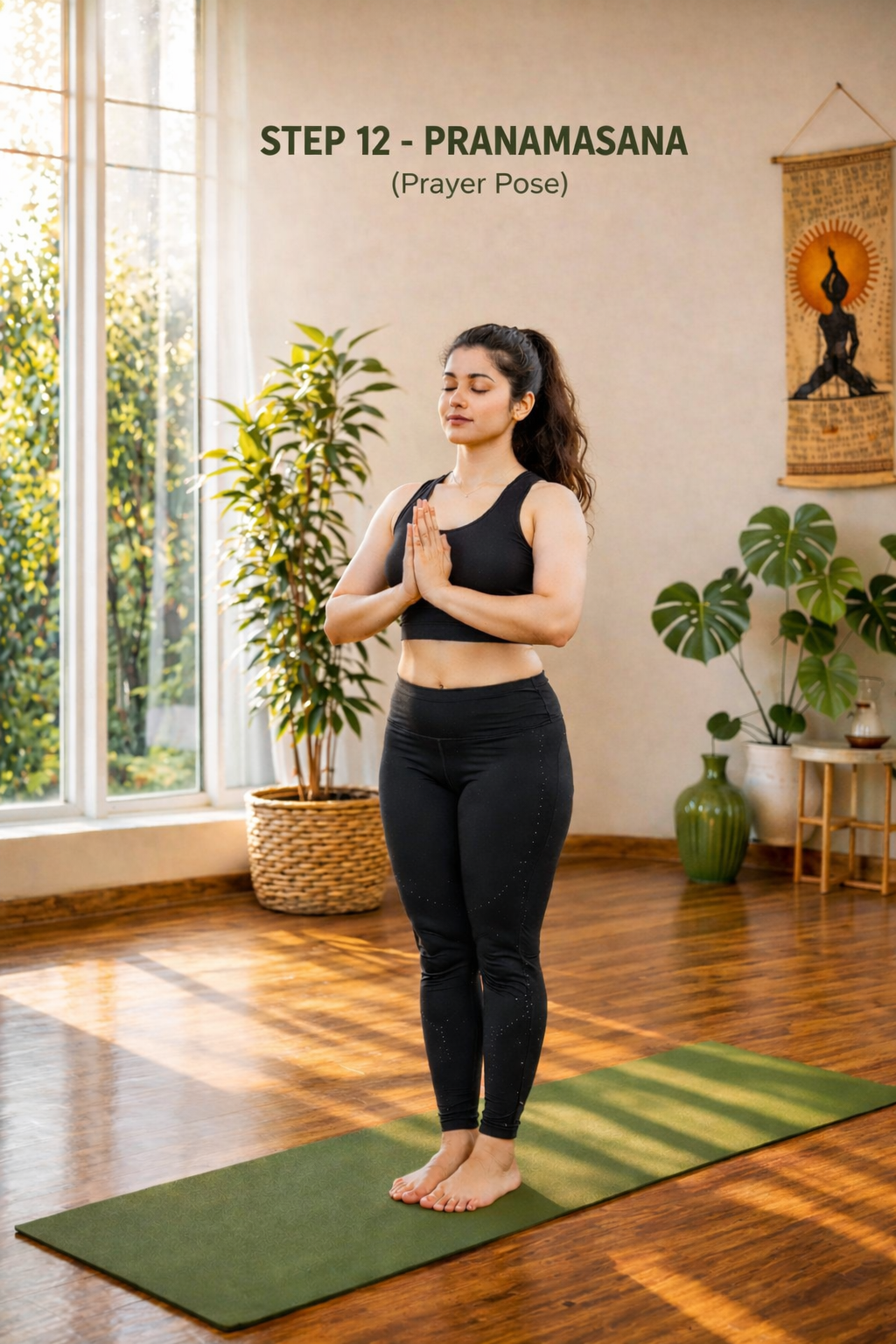 Pranamasana step 12 Surya Namaskar end pose