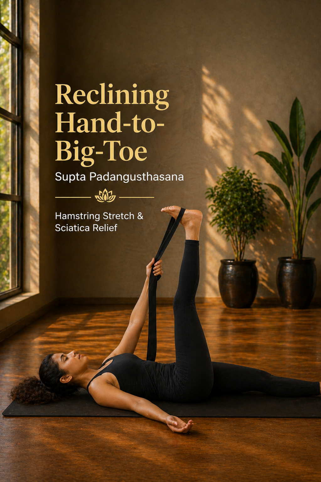 reclining hand to big toe pose yoga for sciatica hamstring stretch