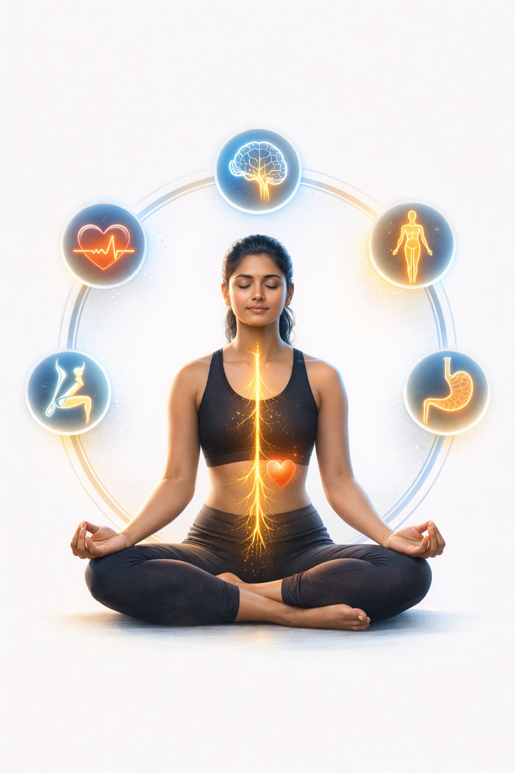 Surya Namaskar benefits showing heart health brain function digestion and full body wellness
