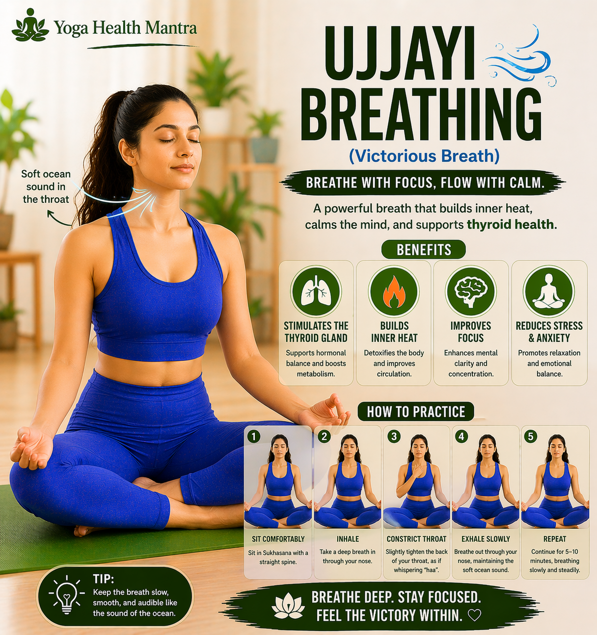 ujjayi breathing yoga technique throat breathing