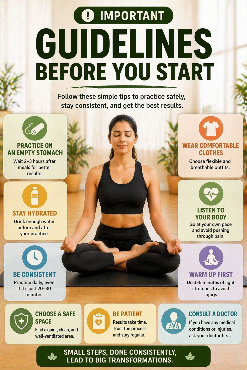 Important yoga guidelines for beginners to practice safely at home