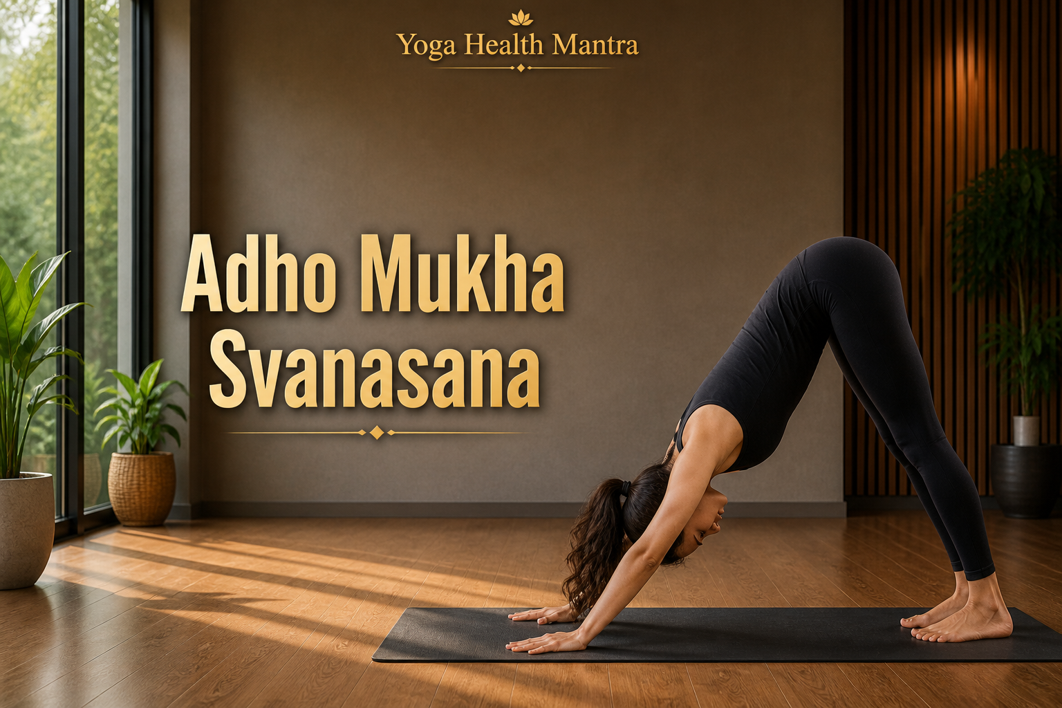 Person performing Adho Mukha Svanasana downward dog yoga pose to improve blood circulation and support natural hair growth