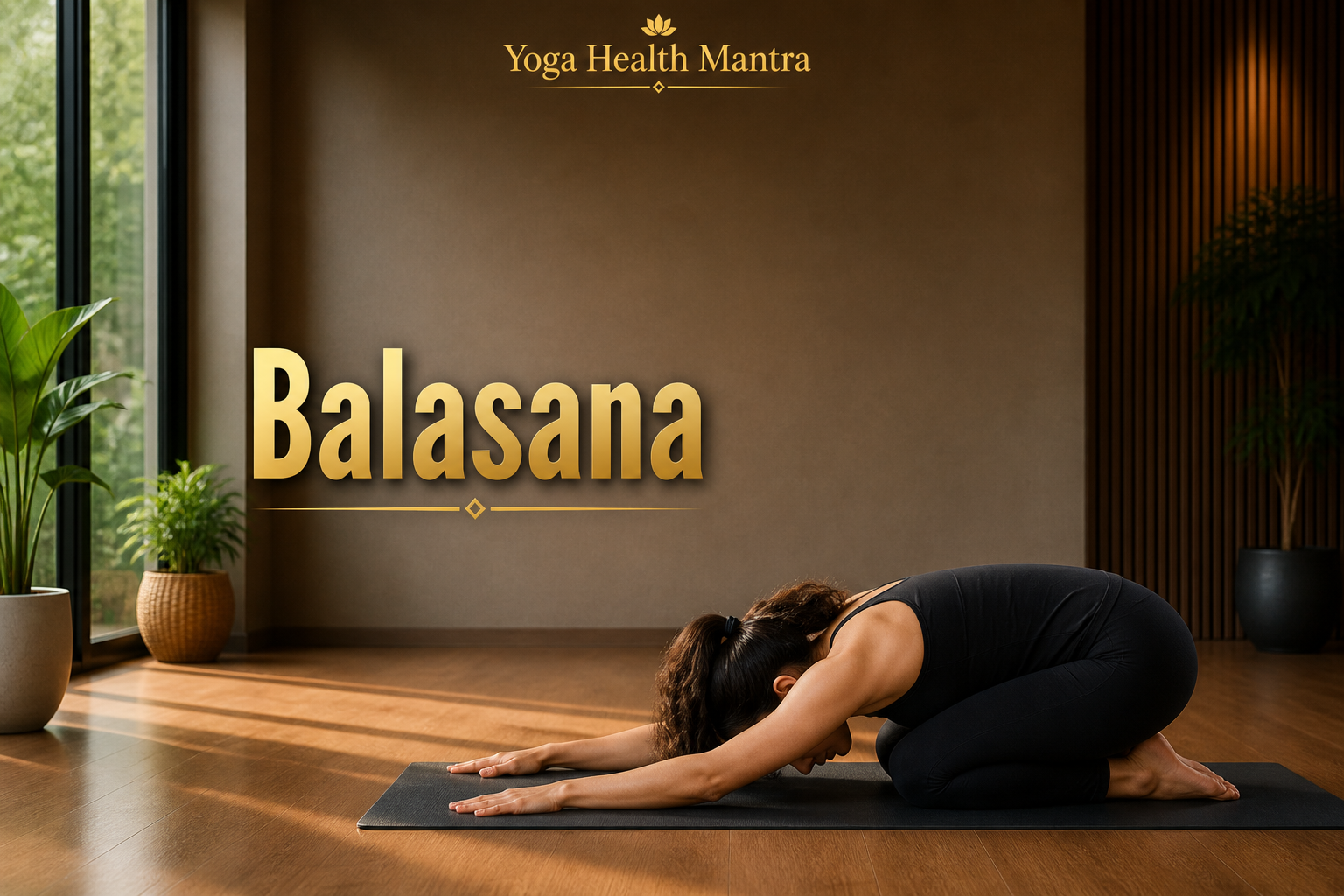 Person practicing Balasana child’s pose to reduce stress and support natural hair growth
