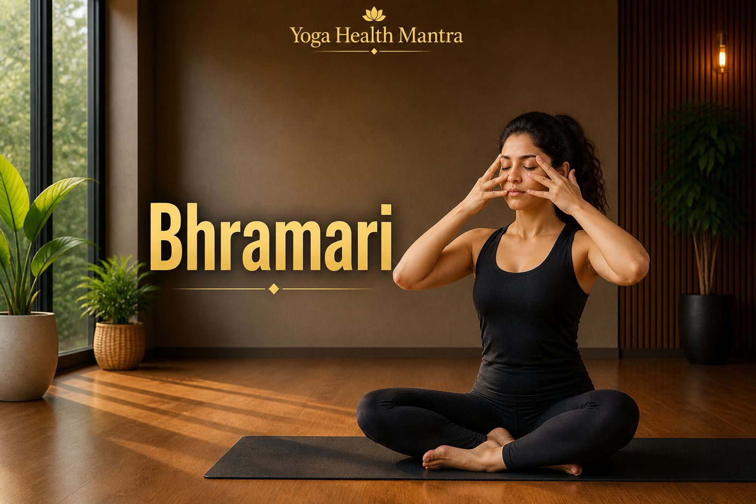 person practicing bhramari pranayama with shanmukhi mudra for stress relief and improved scalp circulation
