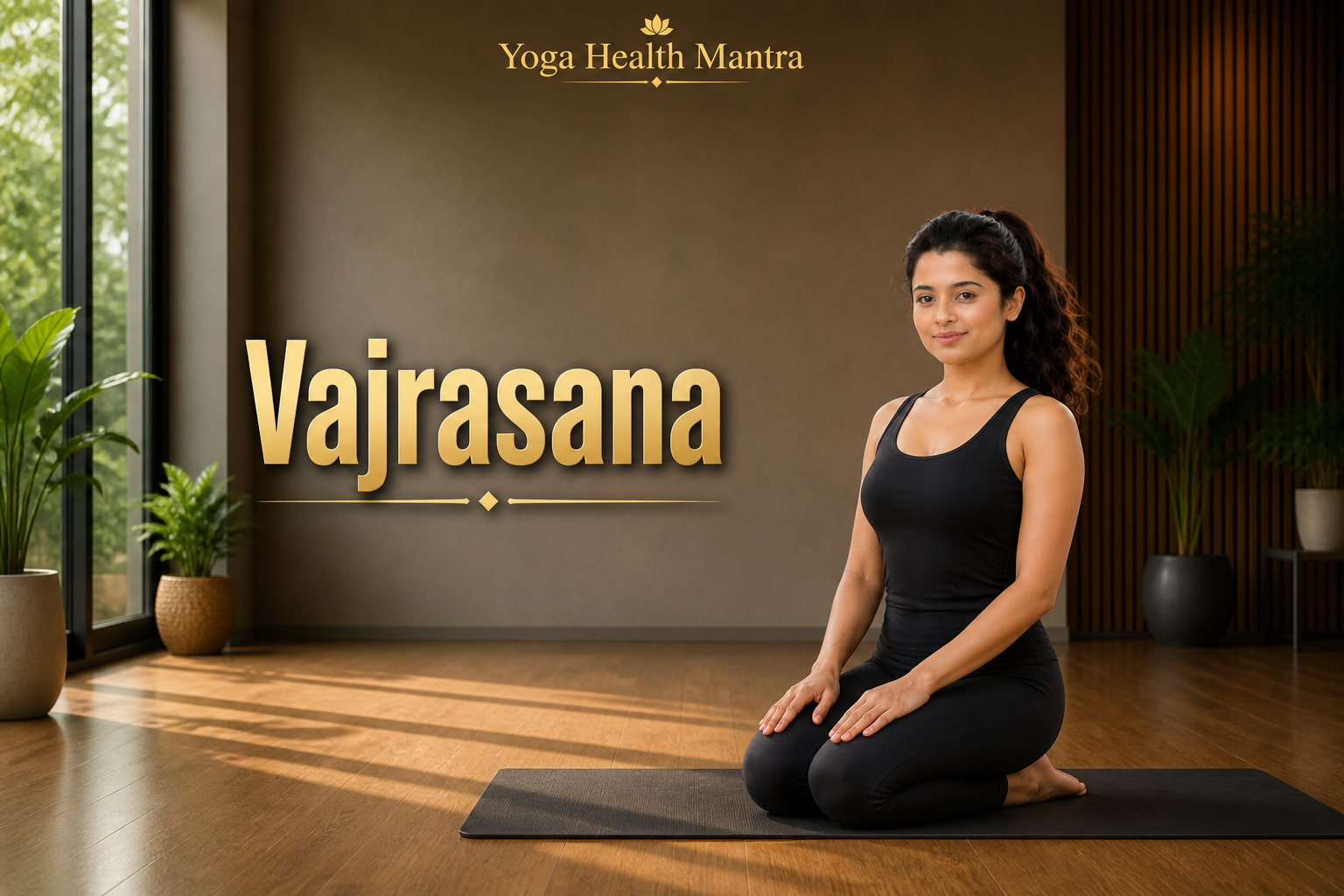 Person performing Vajrasana yoga pose to improve digestion and support natural hair growth